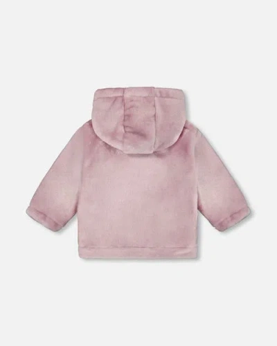 Deux Par Deux Hooded Zip Plush Jacket In Pink