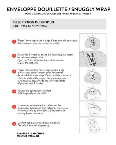 Deux Par Deux Gender Inclusive Snugly Wrap Designed For Car Seat And Stroller In Black