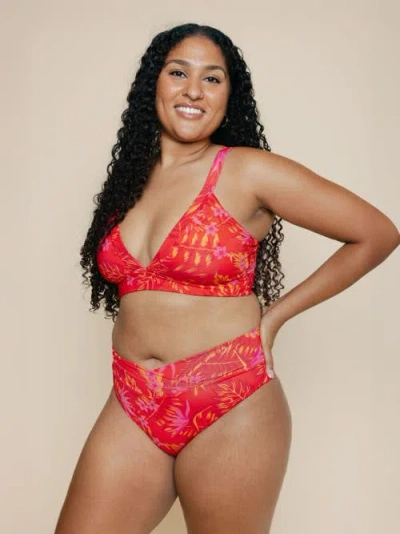 Kitty And Vibe High Hip Crossover Bikini Bottoms With Cheeky Coverage In Orange