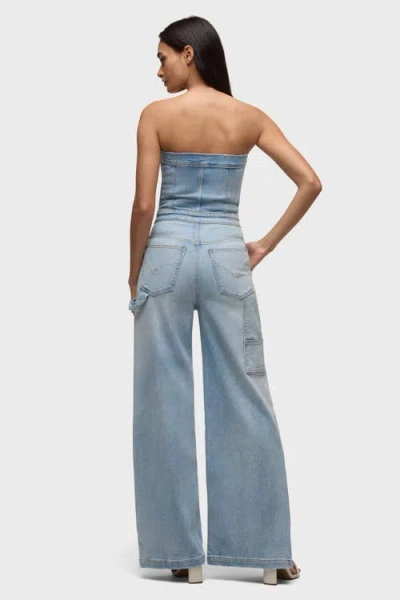 Hudson Jeans Strapless Wide Leg Jumpsuit In Blue
