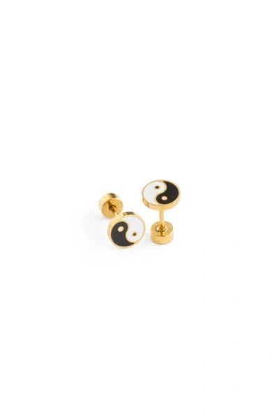 Pip Pop Yin Yang Stud Earrings In Gold