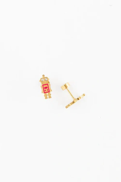 Pip Pop Robot Stud Earrings In Metallic