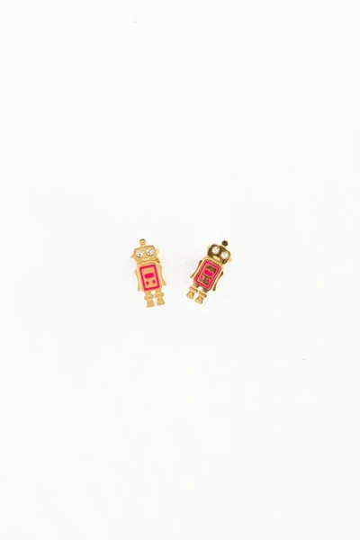Pip Pop Robot Stud Earrings In Metallic