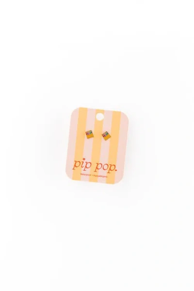 Pip Pop Crayon Stud Earrings In Gold