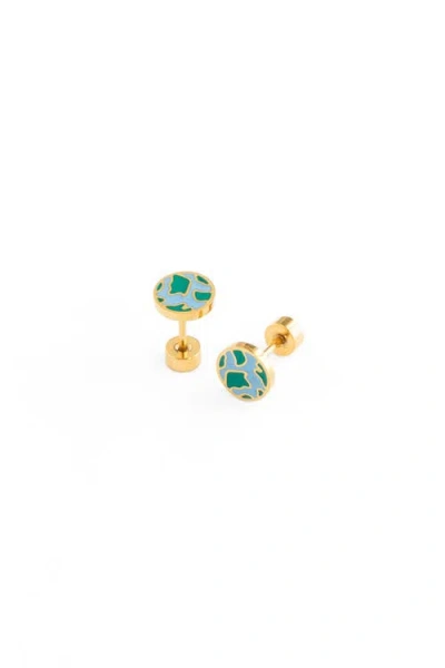 Pip Pop Earth Stud Earrings In Gold