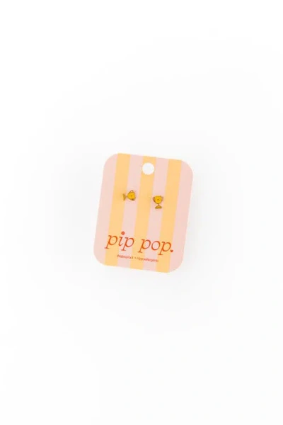 Pip Pop Trophy Stud Earrings In Gold