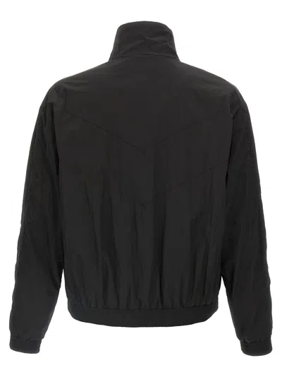 Saint Laurent Logo Embroidery Blouson Puffer Jackets Black In Black