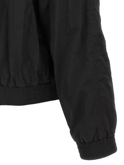 Saint Laurent Logo Embroidery Blouson Puffer Jackets Black In Black