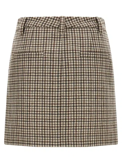 Brunello Cucinelli Checked Virgin Wool Flannel Miniskirt In Brown