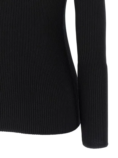 Brunello Cucinelli Knit Sweater Hood Ribbed Texture In Black