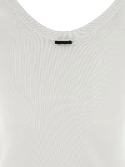 Brunello Cucinelli Ribbed Scoop Neck Stretch Fit T-shirt