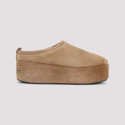 Balenciaga Women Camel Alaska Soft Platform Mules In Multi
