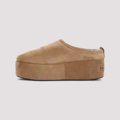 Balenciaga Women Camel Alaska Soft Platform Mules In Multi