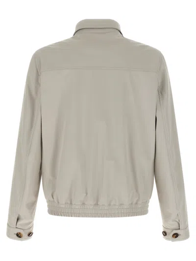 Brunello Cucinelli Élange Twill Bomber Jacket In Gray