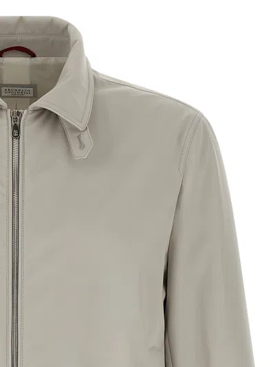 Brunello Cucinelli Élange Twill Bomber Jacket In Gray