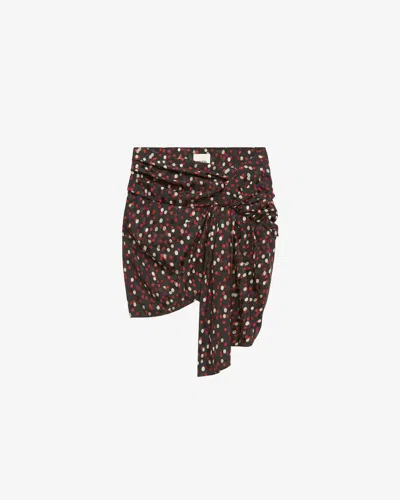 Isabel Marant Asymmetric Hem Mini Skirt With Polka Dots In Brown