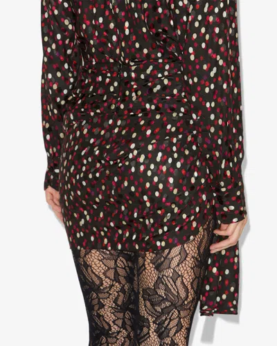 Isabel Marant Asymmetric Hem Mini Skirt With Polka Dots In Brown