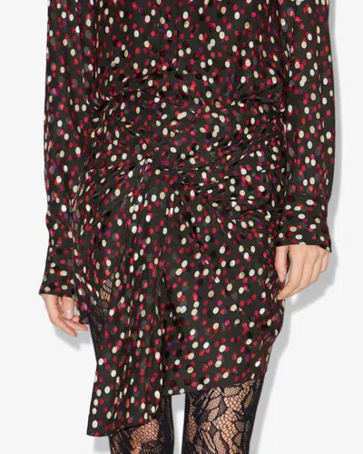 Isabel Marant Asymmetric Hem Mini Skirt With Polka Dots In Brown