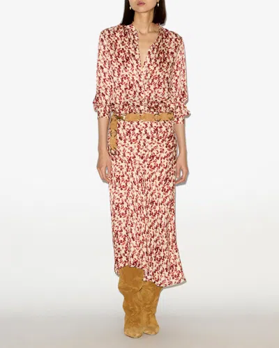 Isabel Marant Floral Print Jacquard Ilda Shirt In Red