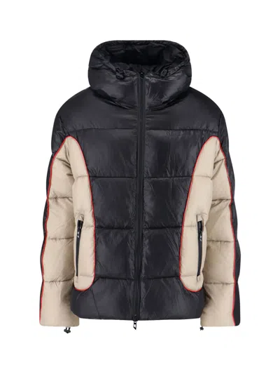 Diesel W-ostend Impactful Color-block Puffer Jacket In Black