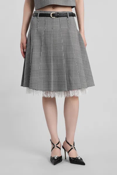 Self-portrait Prince Of Wales Check Pleated Midi Skirt In Gray