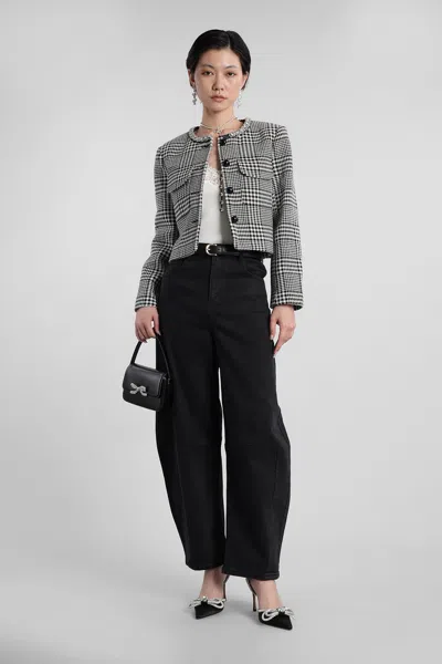 Self-portrait Lace Trim Rib Knit Viscose Blend Top In White