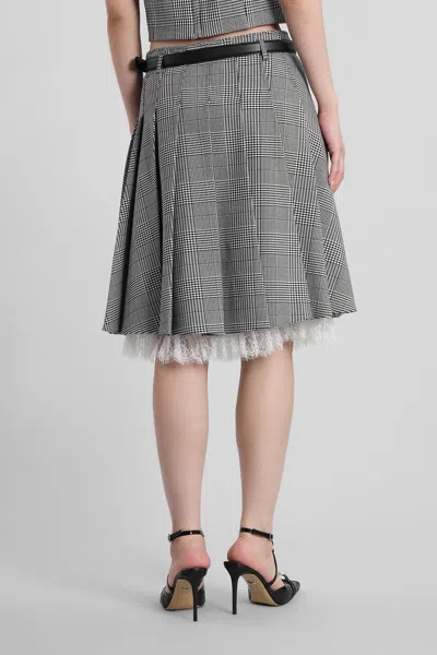 Self-portrait Prince Of Wales Check Pleated Midi Skirt In Gray