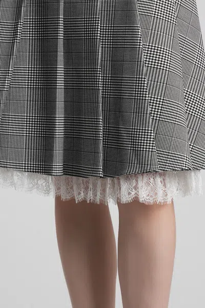 Self-portrait Prince Of Wales Check Pleated Midi Skirt In Gray