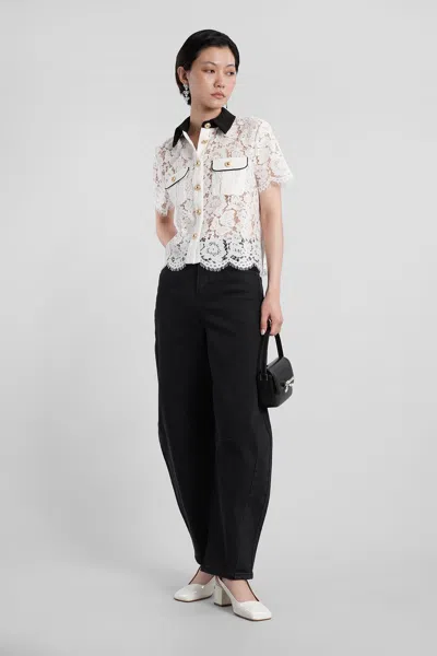 Self-portrait Shirt With Floral Lace Embroidery Self Portrait In White