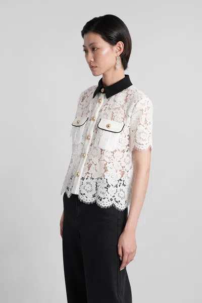 Self-portrait Shirt With Floral Lace Embroidery Self Portrait In White