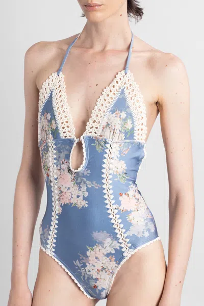 Zimmermann "cascadian" One-piece Swimsuit In Blue