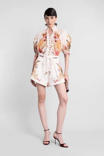 Zimmermann Ascension Billowed Ramie Shirt In Multi