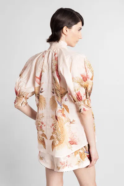 Zimmermann Ascension Billowed Ramie Shirt In Multi