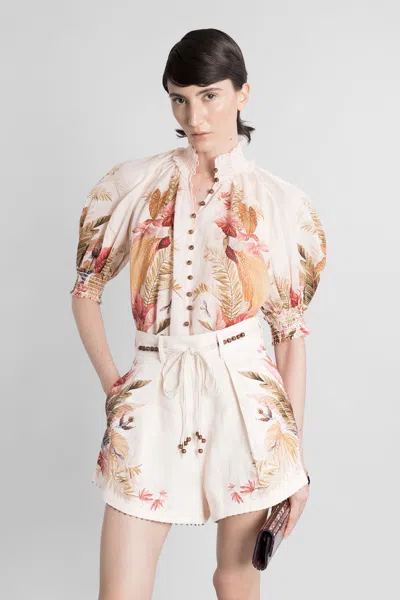 Zimmermann Ascension Linen Tuck Shorts In Neutral