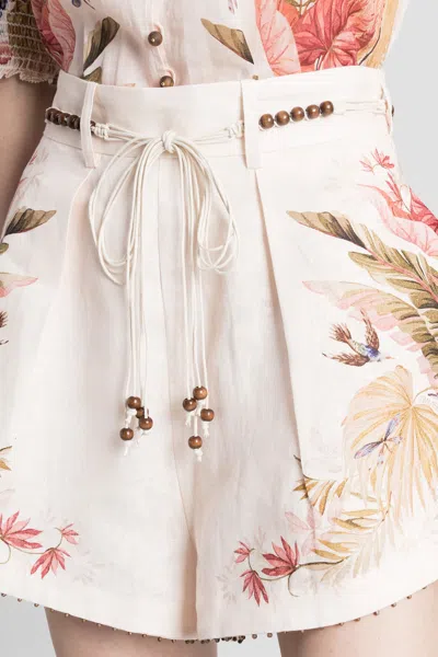 Zimmermann Ascension Linen Tuck Shorts In Neutral