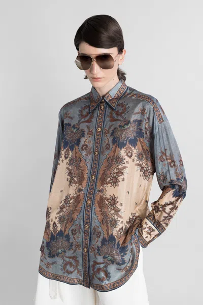 Zimmermann Ascension Silk Manstyle Shirt In Multi