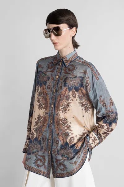Zimmermann Ascension Silk Manstyle Shirt In Multi