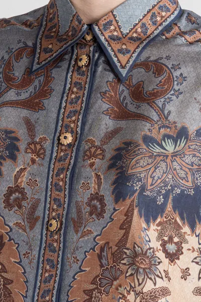 Zimmermann Ascension Silk Manstyle Shirt In Multi