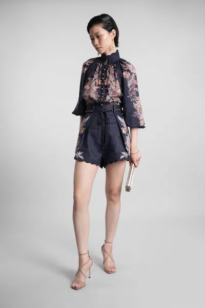 Zimmermann Rhiannon Tuck Shorts In Blue