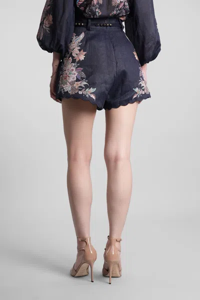 Zimmermann Rhiannon Tuck Shorts In Blue