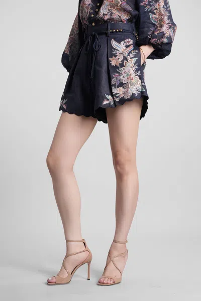 Zimmermann Rhiannon Tuck Shorts In Blue