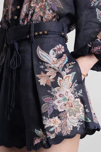 Zimmermann Rhiannon Tuck Shorts In Blue