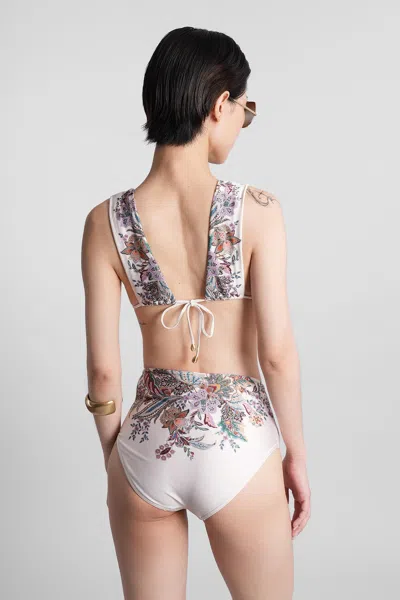 Zimmermann Rhiannon Wide Shoulder Bikini Set In Cream Multi Paisley In Multi
