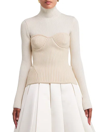 Jean Paul Gaultier Ribbed Corset Sweater In Neutral