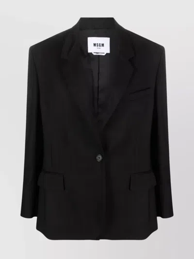 Msgm Elegant Tailored Jacket With Luxurious Viscose-wool Blend And Classic Silhouette In Blue