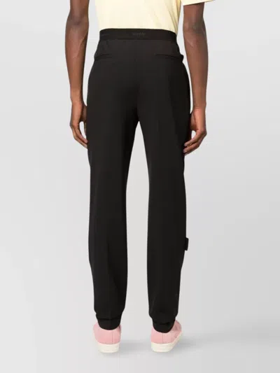 Msgm Tailored Black Trousers With Elastic Waistband In Black