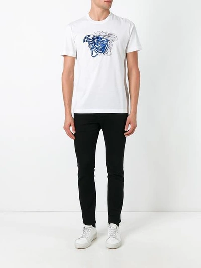 Shop Versace Medusa Contrast Embroidery T-shirt