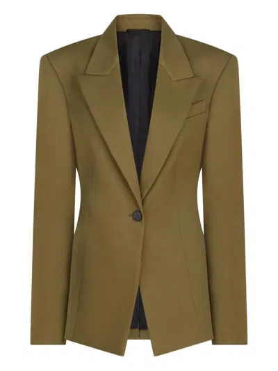 Attico Tailored Gabardine Jacket With Unique Tie Detail In Green