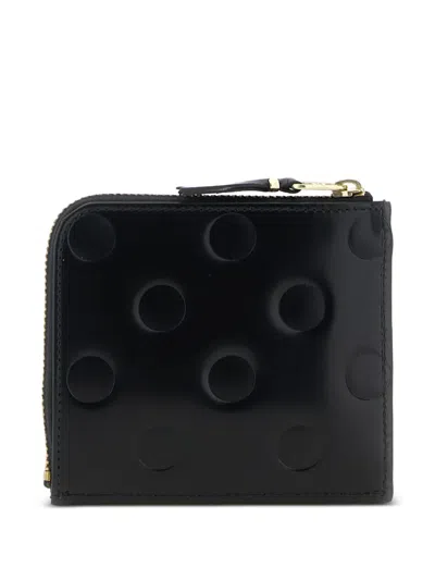 Comme Des Garçons Raised Polka Dot Pattern Wallet In Black