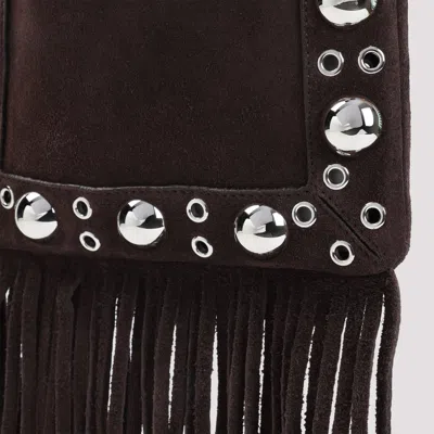 Valentino Fringed Suede Shoulder Bag With Adjustable Strap In Black